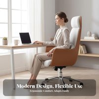 Ergonomic Design High-Back Rolling Armchair Height Adjustable Upholstered Executive Chair Thick Cushion Office Furniture Padded Armrests for Executives, Students, Conference Room