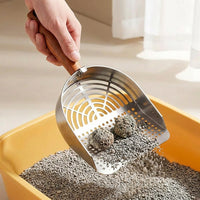 Litter Metal Stainless Steel Cleaner with Fine Mesh Holes, Rectangular Head for Multi-Cat Household Easy Cleaning