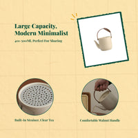 Ceramic Tea Set with Large Teapot, Portable Handle