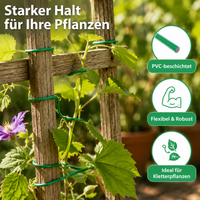 Green Craft Wire 1.5mm, 1000m Flexible Flower Wire, Coated Binding Wire for Plants, Sturdy Tension Wire for Garden