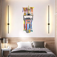 Sturdy Metal Construction Race Bib and Medal Display Hanger Multi-Functional Race Bib Medal Holder Motivational Design Wall Mounted Awards Rack Easy Installation for Runners