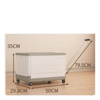 Storage Bin with Pull Rod Foldable Storage Box with Wheels Rolling Book Cart Portable Rolling Tote Mobile for Students