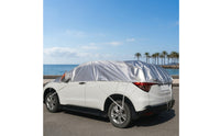 Reflective Half Car Cover Silver Half Vehicle Cover Stitched Auto Accessory Elasticized Edges