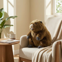 Sitting Groundhog Stuffed Animal Huggable Toy Adorable for Bedside Decor