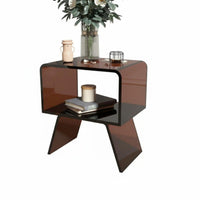 Modern Design C-Shaped Acrylic Table Minimalist design Nightstand Space-Saving Home Furnishing Multi-Functional for Apartment Dwellers, Homeowners, Adults, Bedroom, Living Room, Small Spaces, Entryway