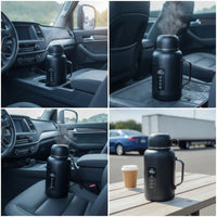 Vehicle Electric Kettle with Carrying Strap 12V 24V Car Water Kettle Power Adaptive Switching Mini Hot Water Boiler for Truckers, Commuters