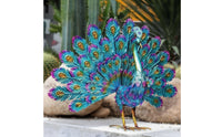 Metal Peacock Statue Multicolor Peacock Statue Standing for Patio