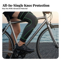 Long Knee Brace Breathable Material Long Knee Support Brace Thigh Calf Support Sleeve Non-Slip Design Knitted Compression Sleeve
