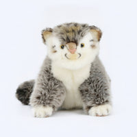 Pallas's Cat Stuffed Soft Stuffed Cat with Fuzzy Tail Toy Cute Seated for Collectors, Nursery, Desk