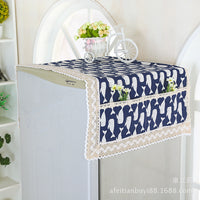Cotton Linen Refrigerator Dust Cover with Storage Pockets