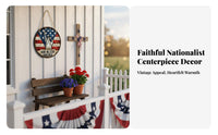Independence Day Wooden Decor Indoor Outdoor Independence Day Wall Decoration Easy to Hang American Flag Door Hanger for Porch, Farmhouse, Living Room