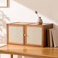 Cabinet with Cane Front Modular Stackable Storage Cabinet Rattan Stackable Storage Unit for Small Areas, Living Room, Study