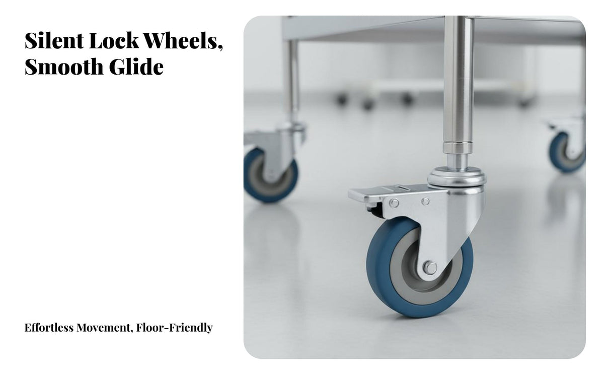 Rust-Resistant Stainless Steel Medical Trolley Long-Lasting Construction Stainless Steel Medical Cart Easy to Clean Rolling Instrument Cart Quiet Locking Casters for Medical Facility Personnel, Veterinarians, Laboratoryoratory Oratories, Oral Away Ices