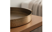 Round Hammered Tray Gold Finish Round Decorative Tray Versatile Use Home Decor for Hotel, Living Room
