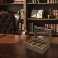 Watch Display Box Hinged Lid Clear Glass Top Watch Box Dust Protection