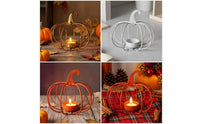 Halloween Pumpkin Candle Holder Tabletop Pumpkin Tealight Holder Metal Decor Compact for Autumn Harvest