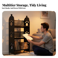 Mobile Design 3-Tier Rolling Trolley Freestanding 3-Tier Feline Paw Cutout Trolley Multi-Purpose Wheeled Shelf Large Capacity for Homeowners, Young Adults, Office Workers, Bedroom, Home, Narrow Areas, Classroom