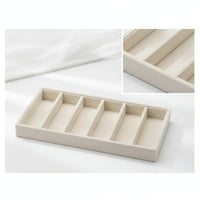 6-Compartment Eyeglass Display Tray Slim-Profile Eyeglass Tray with Compartments Soft Sunglasses Organizer with Compartments Rectangular for Collectors, Countertop, Dressing Table, Closet