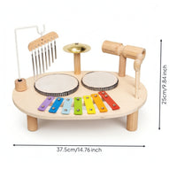 Musical Activity Table Multifunction Toy Drum Set with Xylophone Comprehensive Music Center with Mallets for Young Children, Kids, Playroom