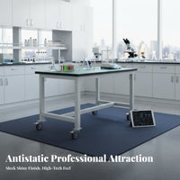 Locking Wheels Anti-Static Workbench Heavy Duty Mobile Work Table Strong Load-Bearing Capacity Rolling Workspace Trolley Long-Lasting Steel Frame for Factory Workers, Technicians, Mechanics, Workspace Oratory, Cleanroom, Warehouse, Repair Shop
