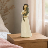 Artisanal Girl Figurine Carved Resin Figurine Delicate Sculpture with Dress Exquisite for Collectors, Animal Lovers