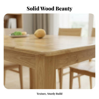 Solid Wood Dining Table Space Saving Rubber Wood Dining Set Square Wooden Table for Homeowners, Families, Morning Meal Corner, Cafe, Living Room