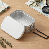 Japanese Style Aluminum Lunch Box Silver Finish Lunch Box with Handle Rounded Corners