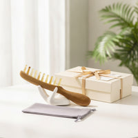 Ergonomic Long-Handled Massage Comb Smooth Sandalwood Comb with Horn Teeth Versatile Scalp Massager Multipurpose