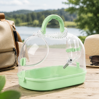 Budgie Travel Cage, Portable Budgie Cage with Handle & Shoulder Strap, 28x22x25cm Polymer Pet Carrier for Small Birds