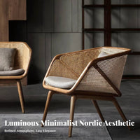 Cane rear Armchair Nordic aesthetic Lounge Chair centuryera Modern Home Furniture for Readers, Homeowners, Living Room, perusing corner, Bedroom