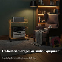 Movable with Wheels Multi-Layer Audio Rack Space-Saving Vertical Design Adjustable AV Component Rack Heavy Duty Rolling Amplifier Stand Stable Construction for Audiophiles, Home Theater Enthusiasts, Studio