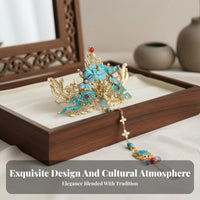 Traditional Chinese Hair Crown Enameled Enamel Ming Period Hair Ornament Dangling Tassels Traditional Chinese Headdress for Women, Cosplayers