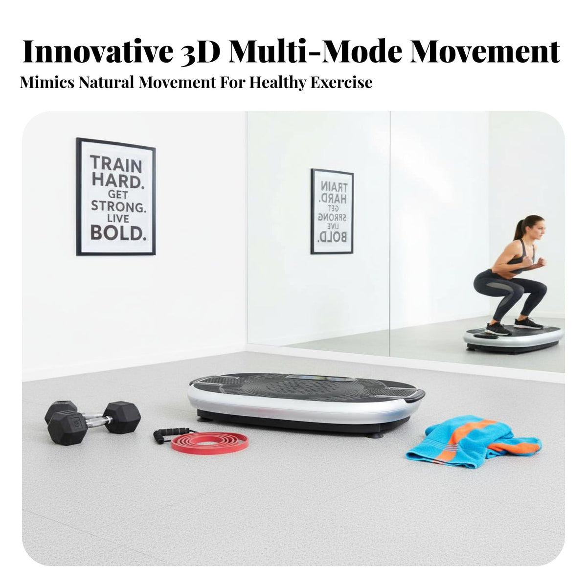 Fitness Vibration Base with Handles Music Motion Plate Exercise Machine Low-Profile Design Fitness Oscillator Exercise Machine for Home Gym