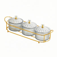 Divided Snack Tray Organizer Gold-Tone Serving Tray with Lids Clear Modern for Countertop