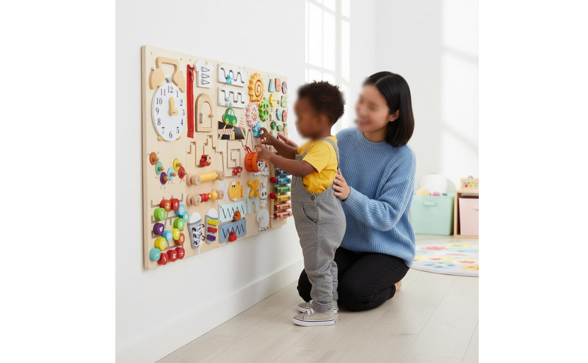 Educational Activity Wall Panel Interactive Wooden Wall Busy Board Fine Movement Skills Preschool Activity Panel Safe Materials for Classroom