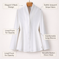 Womens Striped Polyester V Neck Long Sleeve Top, Plus Size Ladies Going Out Blouse for UK, Loose Casual Fit