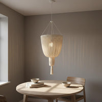 Rope Pendant Shade Nordic Style Boho Tassel Lampshade Warm Ambiance Handmade Woven Overhead Lamp Shade for Guesthouse, Bedroom, Living Room