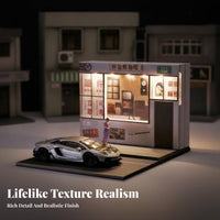 1:64 Scale Building Model With Lights Sand Table Architectural Model Detailed Miniature Cityscape Photography Prop for Collectors, Collection Showcase