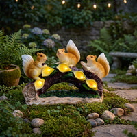 Squirrel Statue with Solar Lights Whimsical Solar Squirrel Garden Statue Bonsai Arch Sculpture Lighted Ornament Weatherproof