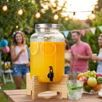 Water Dispenser and Drink Dispenser with Tap, Round Beer Dispenser with Stand and Screw Lid, Large Capacity Beverage Dispenser