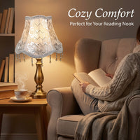 Light Shade with Beaded Trim for Ceiling and Table Lamps, Textile Lampshade for Living Room Decor and Bedroom