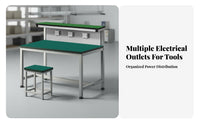 Integrated Light Anti-Static Workbench Thickened Tabletop ESD Safe Desk Heavy Duty Electronics Repair Table Long-Lasting Steel Frame for Technicians, Engineers, Factory Workers, Workshop Oratory