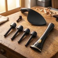 Ebony Violin Accessory Kit Wooden Violin Parts Kit Gold-Tone Tailpiece Replacement for Violinists