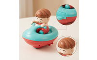 Batterybatteryless Wind-up Boat with Figure Interactive Floating Boat Toy Safe Long-Lasting for Toddlers