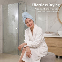 Fleece Drying Wrap for Women Adults, Microfiber Towel Turban for Daily Use Morning Routine, Anti-Frizz Wide Tail Design