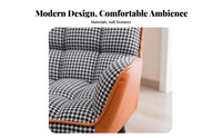 Comfortable Seat Upholstered Armchair Padded Cushion Tufted Houndstooth Armchair Modern Design Lounge Chair Compact Size for New Mothers, Homeowners, Readers