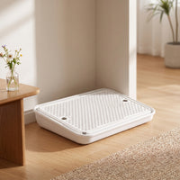 Low-Height Cat Litter Box with Grid Shallow Perforated Litter Tray Rectangular Compact for Cats, Kittens, Indoor, Small Areas