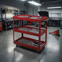 Three-Tier Tool Cart Rolling Tool Cart Lightweight for Auto Repair Shop