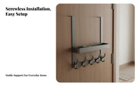 No-Drill Installation over the Door Hook Rack Space Saving over Door Clothes Organizer Sturdy and Long-Lasting for Bathroom, Dorm Room