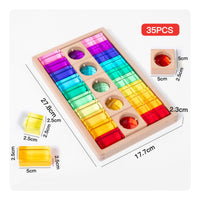 High Transmittance Translucent Rainbow Blocks Educational Acrylic Gemstone Cubes Stackable Acrylic Crystal Cubes Child-Led Learning Inspired Inspired for Preschoolers, Toddlers, Kids, Kindergarten, Classroom, Daycare, Playroom